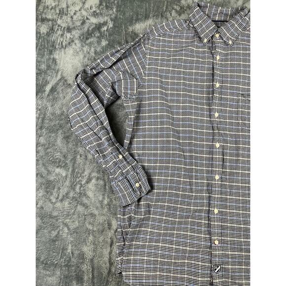 Men’s blue grey checked Cremieux Classics long sleeve shirt XLT excellent - Picture 8 of 10